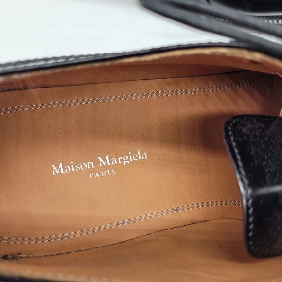 Maison Margiela Paris NIB Plain Leather Oxford Shoes In Black Lace Up Size 40 main image 11